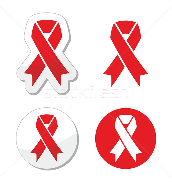 Red ribbon - AIDS, HIV, heart disease, stroke awereness sign Stock photo © RedKoala