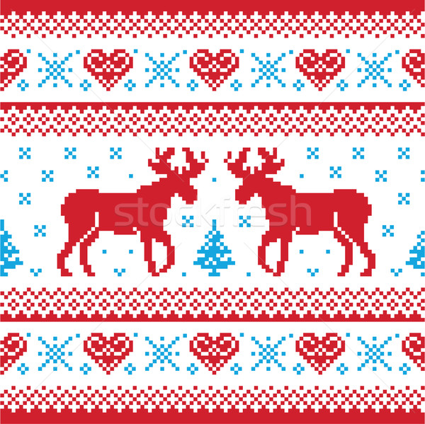 Navidad invierno de punto patrón tarjeta suéter Foto stock © RedKoala