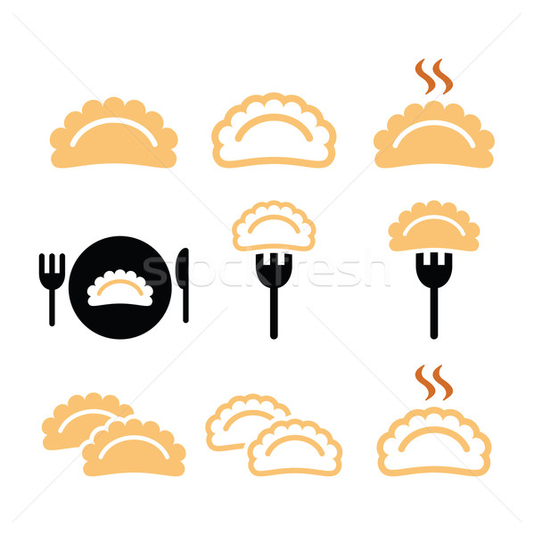 Stock photo: Dumplings, food vector icons set 