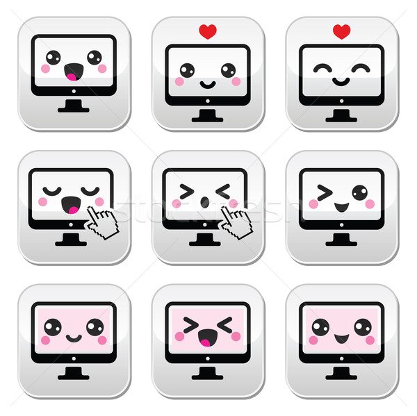 Japon sevimli kawaii karakter bilgisayar düğmeler Stok fotoğraf © RedKoala