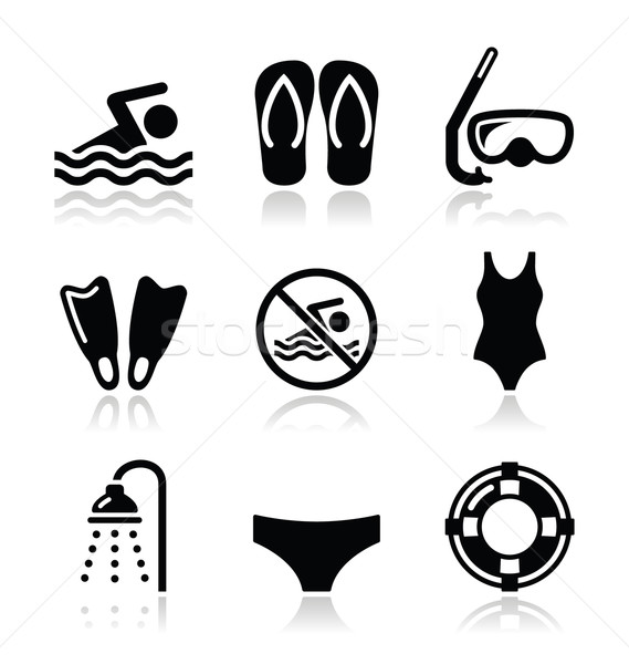 Swimming, scuba diving, sport vector icons set Stock photo © RedKoala