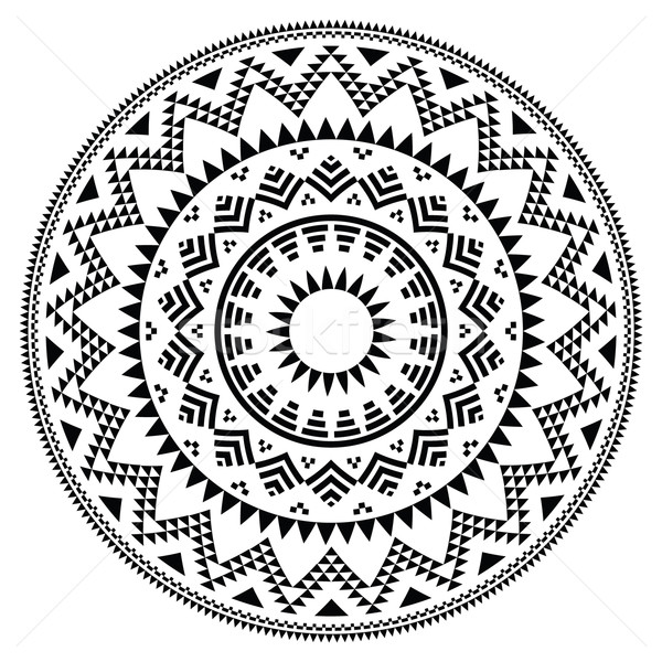 Tribal folk aztec geometric pattern in circle Stock photo © RedKoala