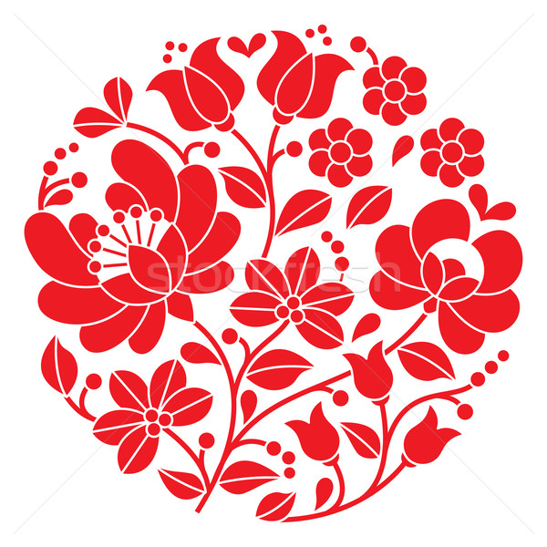 Rojo bordado húngaro floral patrón vector Foto stock © RedKoala
