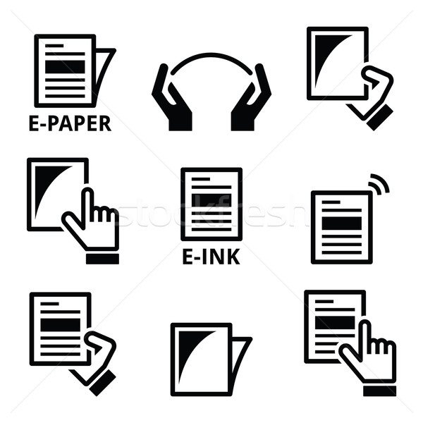 E-paper, e-ink technology display device icons set  Stock photo © RedKoala