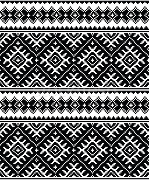 Folk art black seamless pattern from Ukraine and Belarus Stock photo © RedKoala