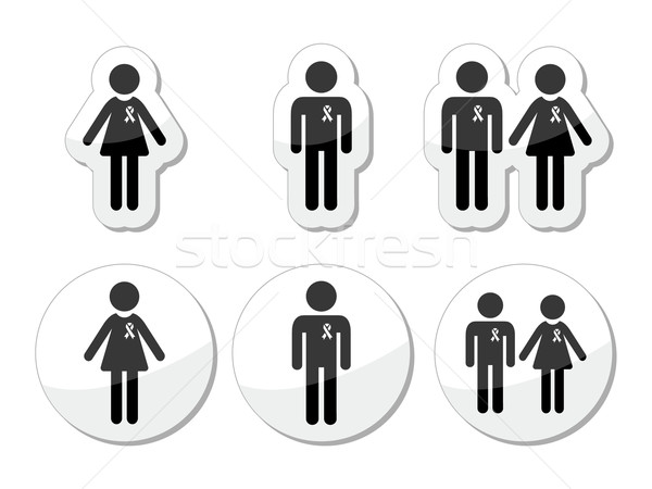 Man and woman, people with awareness ribbons icons Stock photo © RedKoala