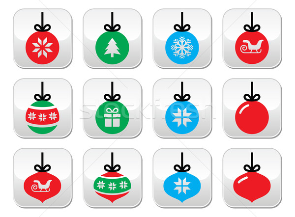 Foto stock: Navidad · pelota · chuchería · vector · botones · establecer