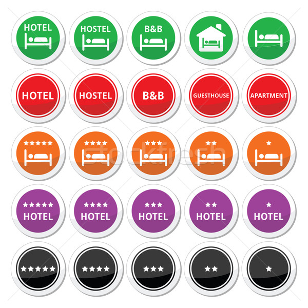 Hotel, hostel, B&B with stars round buttons set  Stock photo © RedKoala