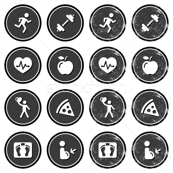 Gezondheid fitness iconen retro ingesteld Stockfoto © RedKoala