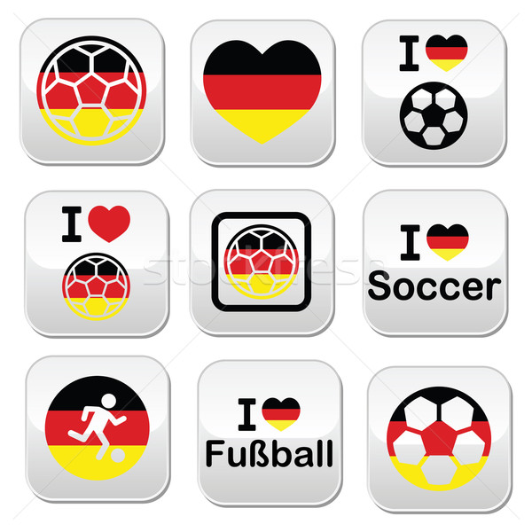 I love German football, soccer buttons set Stock photo © RedKoala