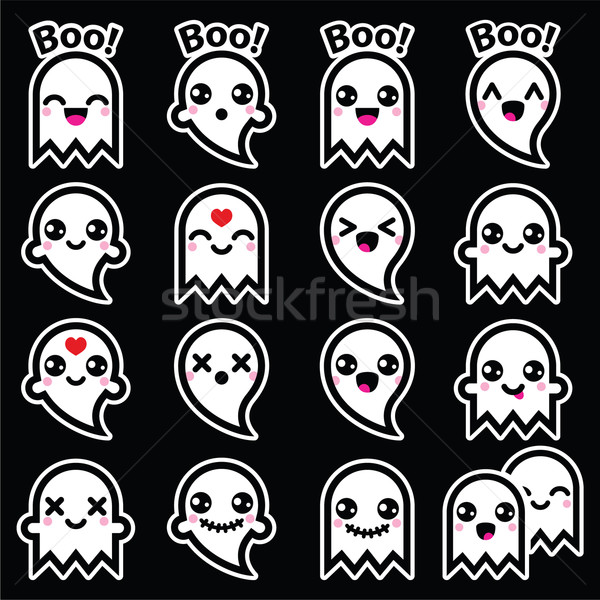 Kawaii Cute Ghost Хэллоуин черный Сток-фото © RedKoala