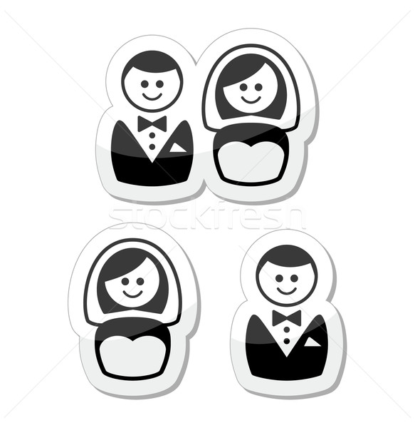 Married couple labels - groom and bride Stock photo © RedKoala