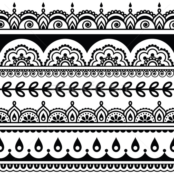  Indian seamless pattern, design elements - Mehndi tattoo style   Stock photo © RedKoala