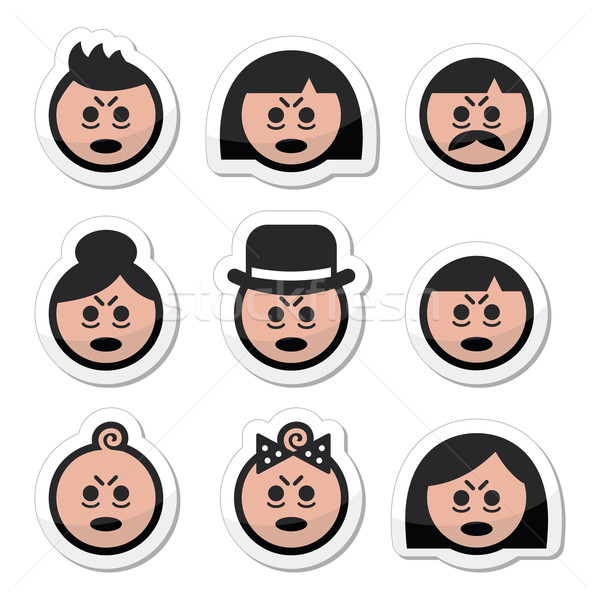 Tired or sick people faces icons set  Stock photo © RedKoala