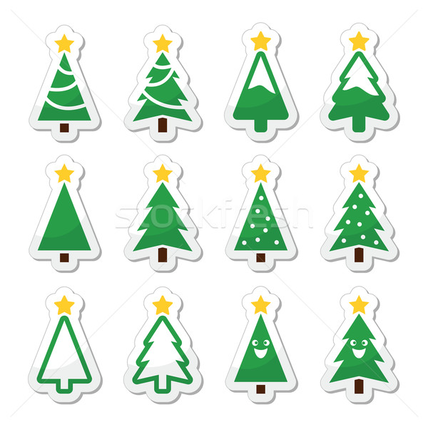 Stockfoto: Kerstboom · vector · ingericht · ingesteld