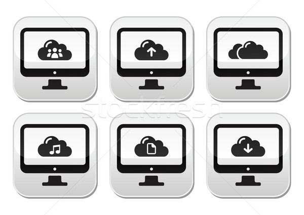 Computer and cloud vector buttons set for web Stock photo © RedKoala