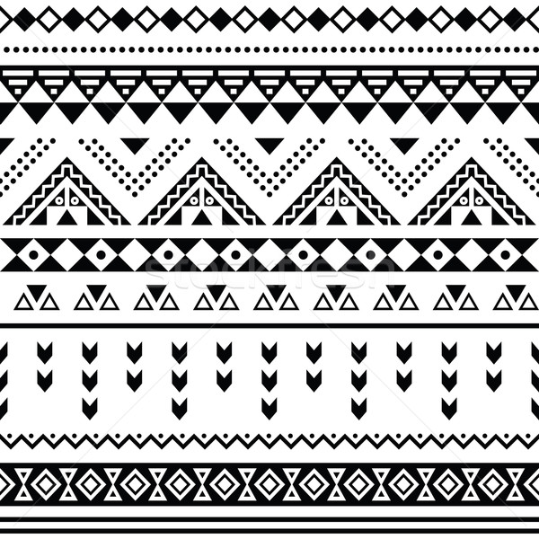 Tibal seamless pattern, white aztec prin black  Stock photo © RedKoala