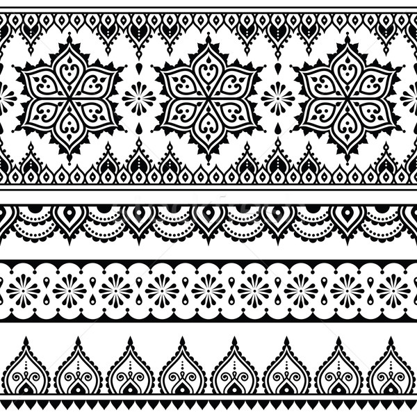 Mehndi, Indian Henna tattoo seamless pattern, design elements Stock photo © RedKoala