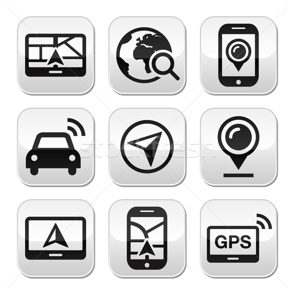 GPS, navigation travel vector buttons set  Stock photo © RedKoala