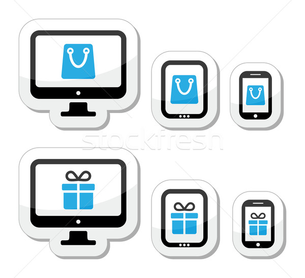 Stock photo: Shopping online, internet shop icons set