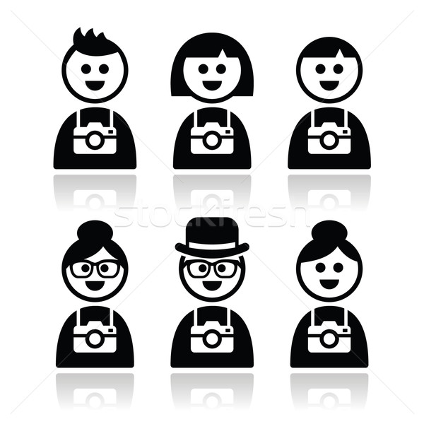 Foto stock: Turísticos · personas · cámaras · vector