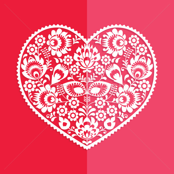 Valentine's Day card - Polish folk art heart Wycinanka  Stock photo © RedKoala