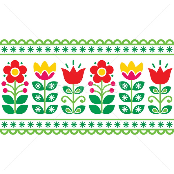 Swedish floral retro pattern - long traditional folk art design  Stock photo © RedKoala