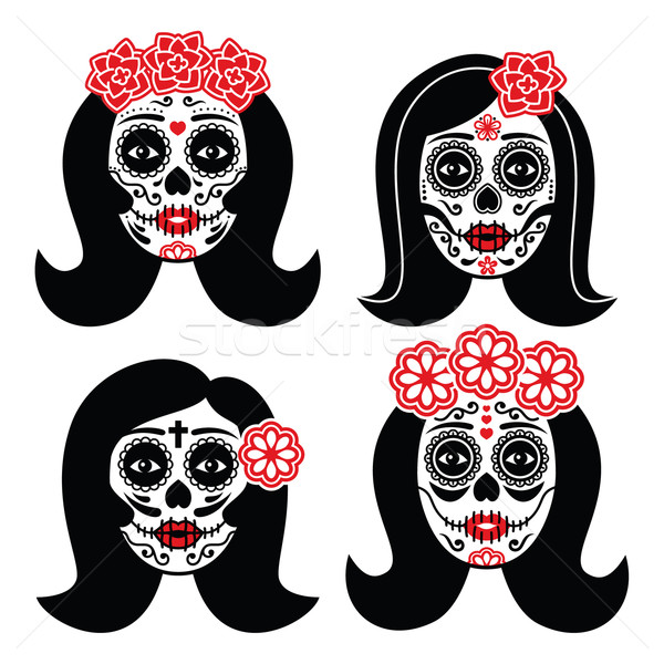 Mexican la zi mort fată craniu Imagine de stoc © RedKoala