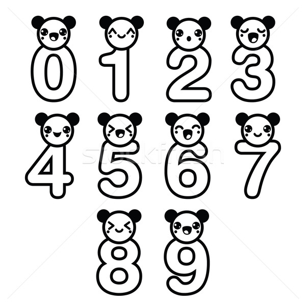 Drăguţ poartă kawaii numere set vector Imagine de stoc © RedKoala