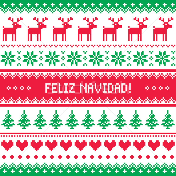 Feliz navidad card - scandynavian christmas pattern Stock photo © RedKoala