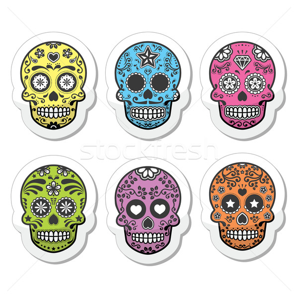 Mexican sugar skull, Dia de los Muertos icons set  Stock photo © RedKoala