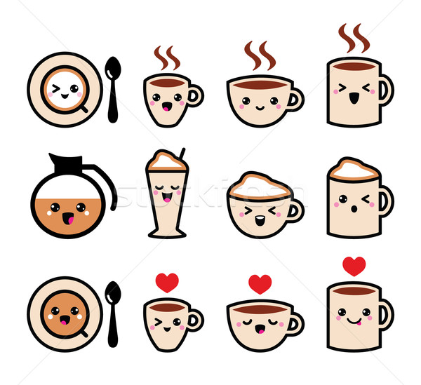 Stock foto: Cute · Kaffee · Cappuccino · Espresso · kawaii