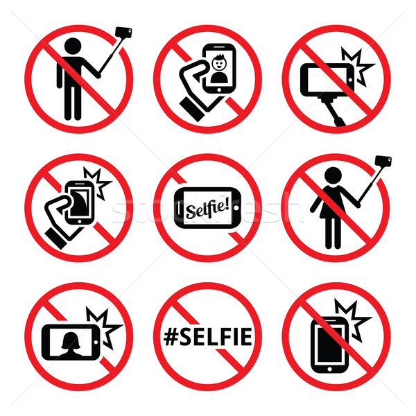 No selfies, no selfie sticks vector signs   Stock photo © RedKoala