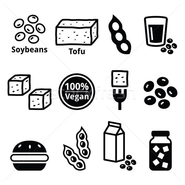 Soy beans, soya, tofu icons set Stock photo © RedKoala