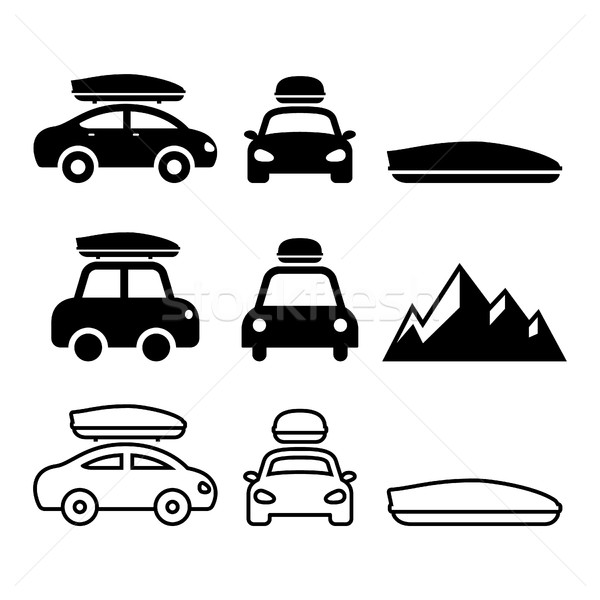 Car roof box, roof rack or carrier vector icons set  Stock photo © RedKoala