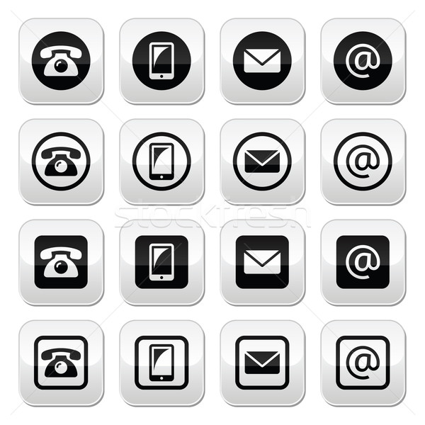 Contact buttons in circle and square set - mobile, phone, email, envelope Stock photo © RedKoala