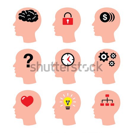 Stock photo: Schizophrenia, mental health, psychology vector icons set  