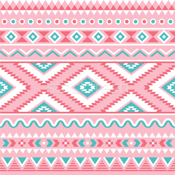 Tribal seamless pattern, Aztec pink and green background  Stock photo © RedKoala
