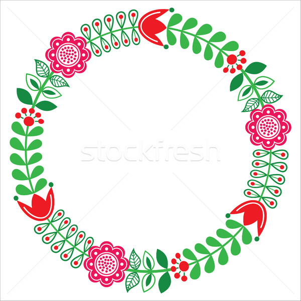 Finnish floral folk art round pattern - Nordic, Scandinavian style Stock photo © RedKoala