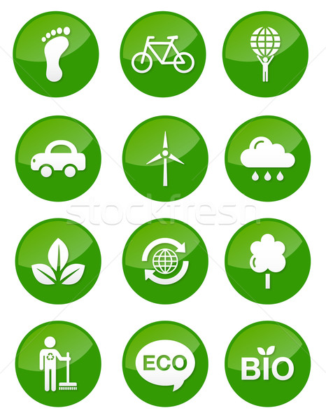 Green eco glossy buttons Stock photo © RedKoala