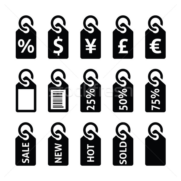 Stock photo: Shopping, price tag, sale vector icons set