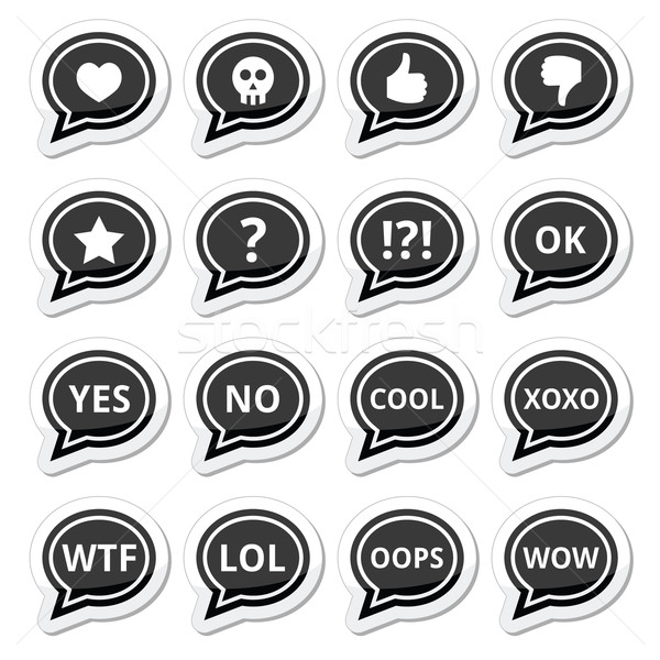 Speech bubble emotion icons - love, like, anger, wtf, lol, ok Stock photo © RedKoala