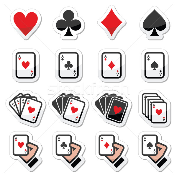 Playing cards, poker, gambling icons set Stock photo © RedKoala