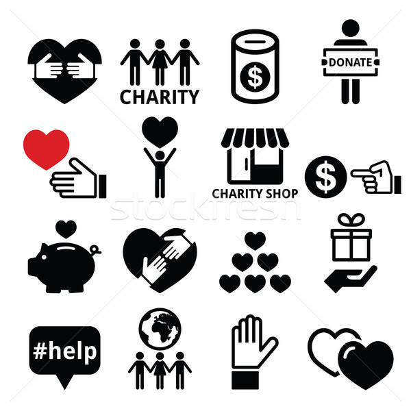 Stock photo: Charity, helping other people icons 
