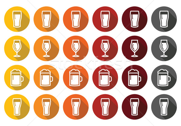 Beer glasses different types icons - lager, pilsner, ale, wheat beer, stout  Stock photo © RedKoala