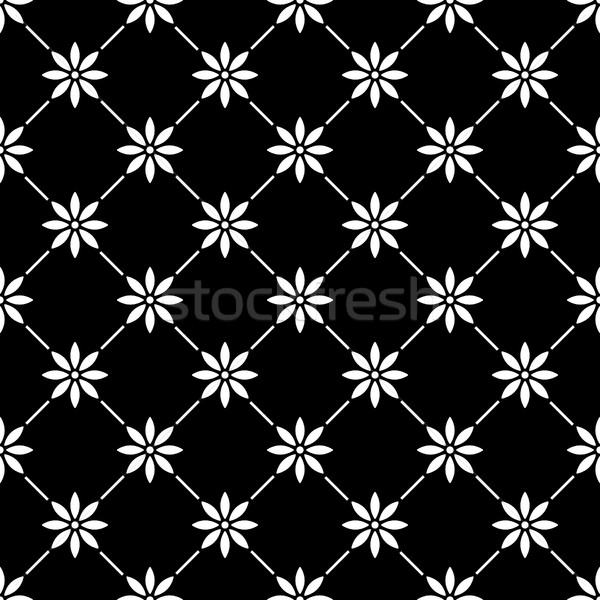 Meetkundig naadloos witte patroon bloemen zwarte Stockfoto © RedKoala