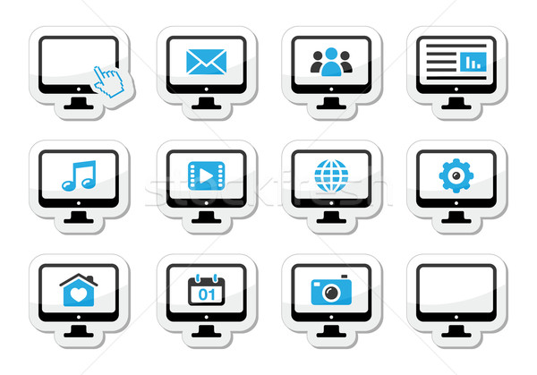 Computer screen icons set as labels Stock photo © RedKoala