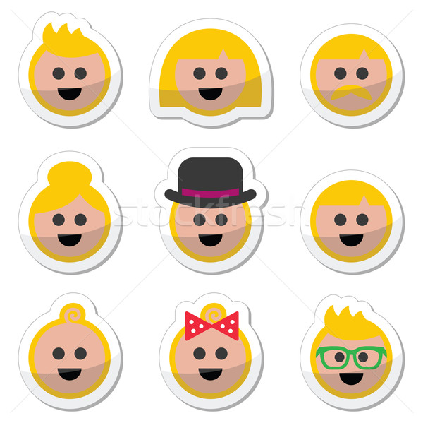 People with blond hair vector icons set Stock photo © RedKoala