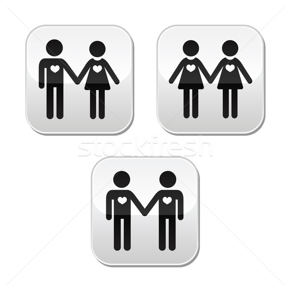 Stockfoto: Man · vrouw · homo · lesbische · paren · vector