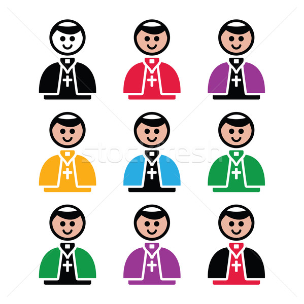 Catholic church pope vector icon set Stock photo © RedKoala